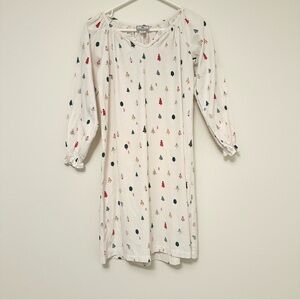 Petite Plume Girls Elegant White Holiday Nightgown size 12 Merry Trees Pattern